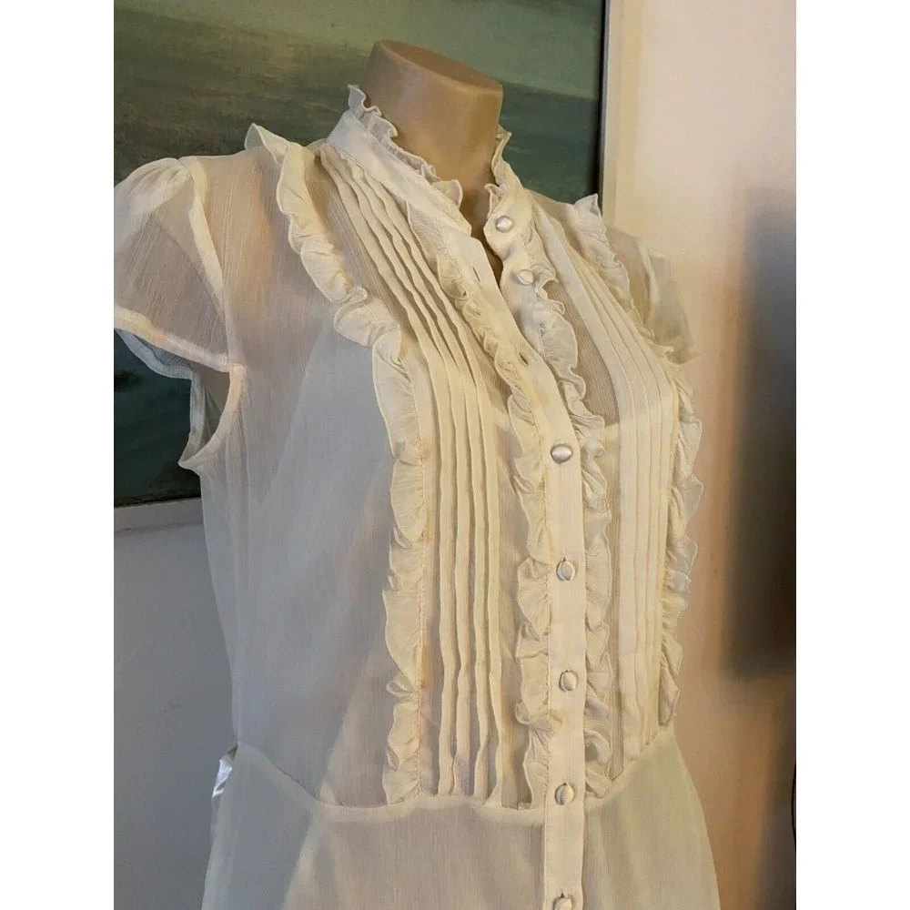 🌱   pretty creamy white lace Blouse women’s top matching silky cami NEW - Picture 11 of 14